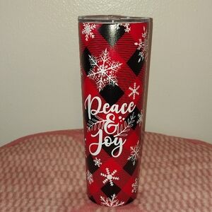 Red and Black Holiday Tumbler with Snowflakes